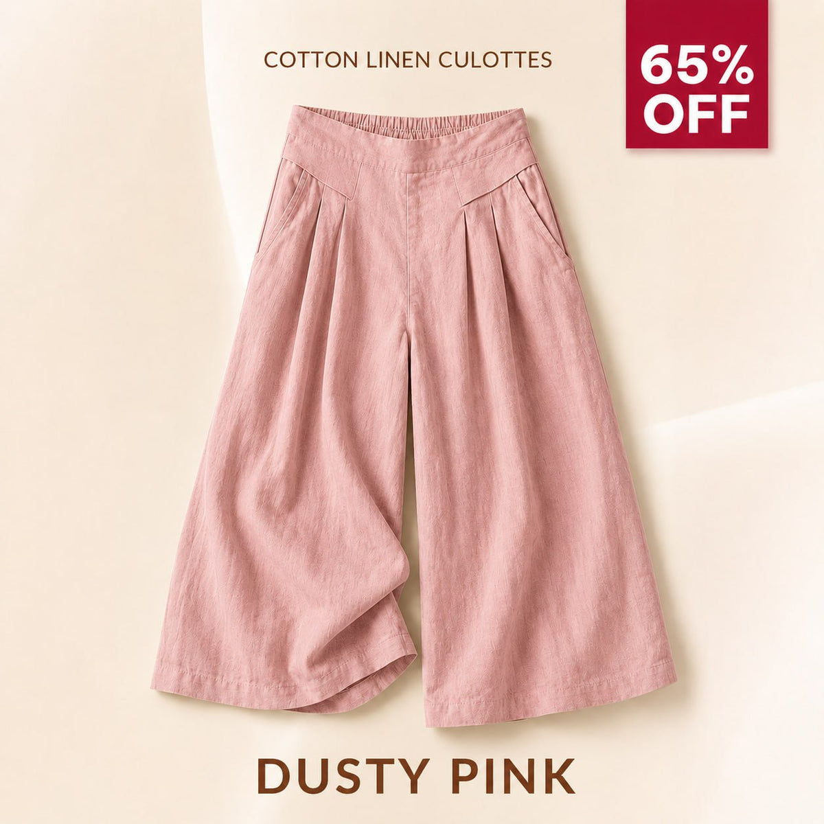 BloomEase - AirDrape Cotton-Linen Wide-Leg Culottes
