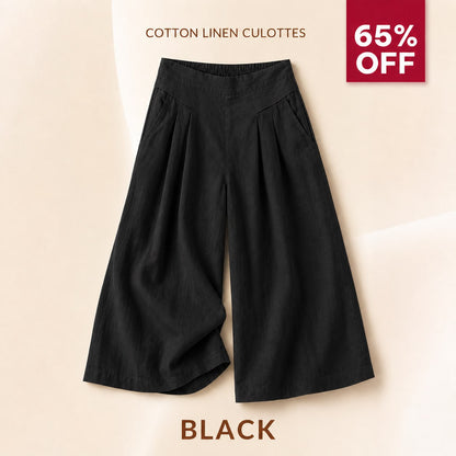 BloomEase - AirDrape Cotton-Linen Wide-Leg Culottes
