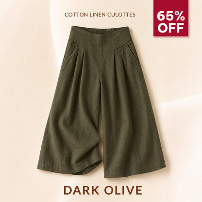 BloomEase - AirDrape Cotton-Linen Wide-Leg Culottes