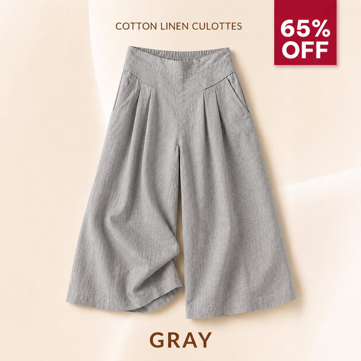 BloomEase - AirDrape Cotton-Linen Wide-Leg Culottes