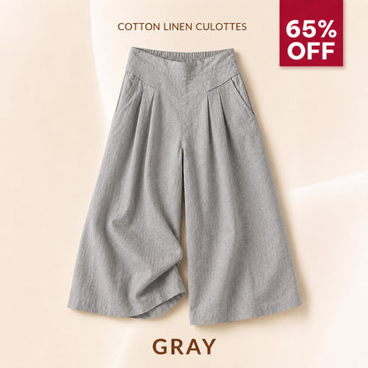 BloomEase - AirDrape Cotton-Linen Wide-Leg Culottes