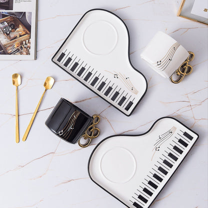 Musical Notes Piano Cup and Saucer Set with Tray