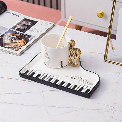 Musical Notes Piano Cup and Saucer Set with Tray