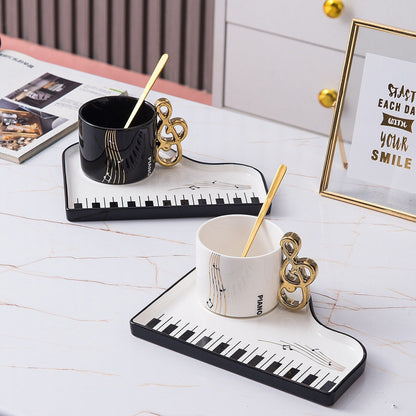 Musical Notes Piano Cup and Saucer Set with Tray
