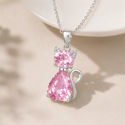A Little Companion Close to Your Heart – Sparkling Crystal Cat Necklace