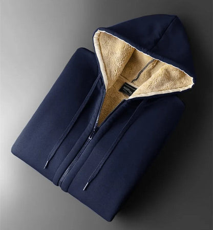 Plus-size warm winter lambskin hooded jacket