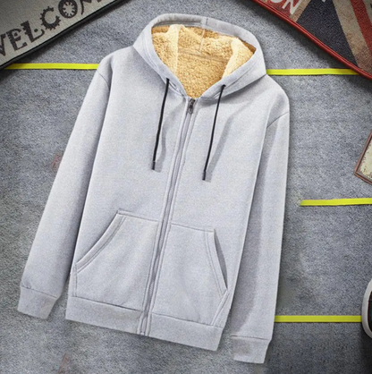 Plus-size warm winter lambskin hooded jacket