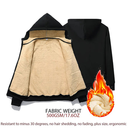 Plus-size warm winter lambskin hooded jacket