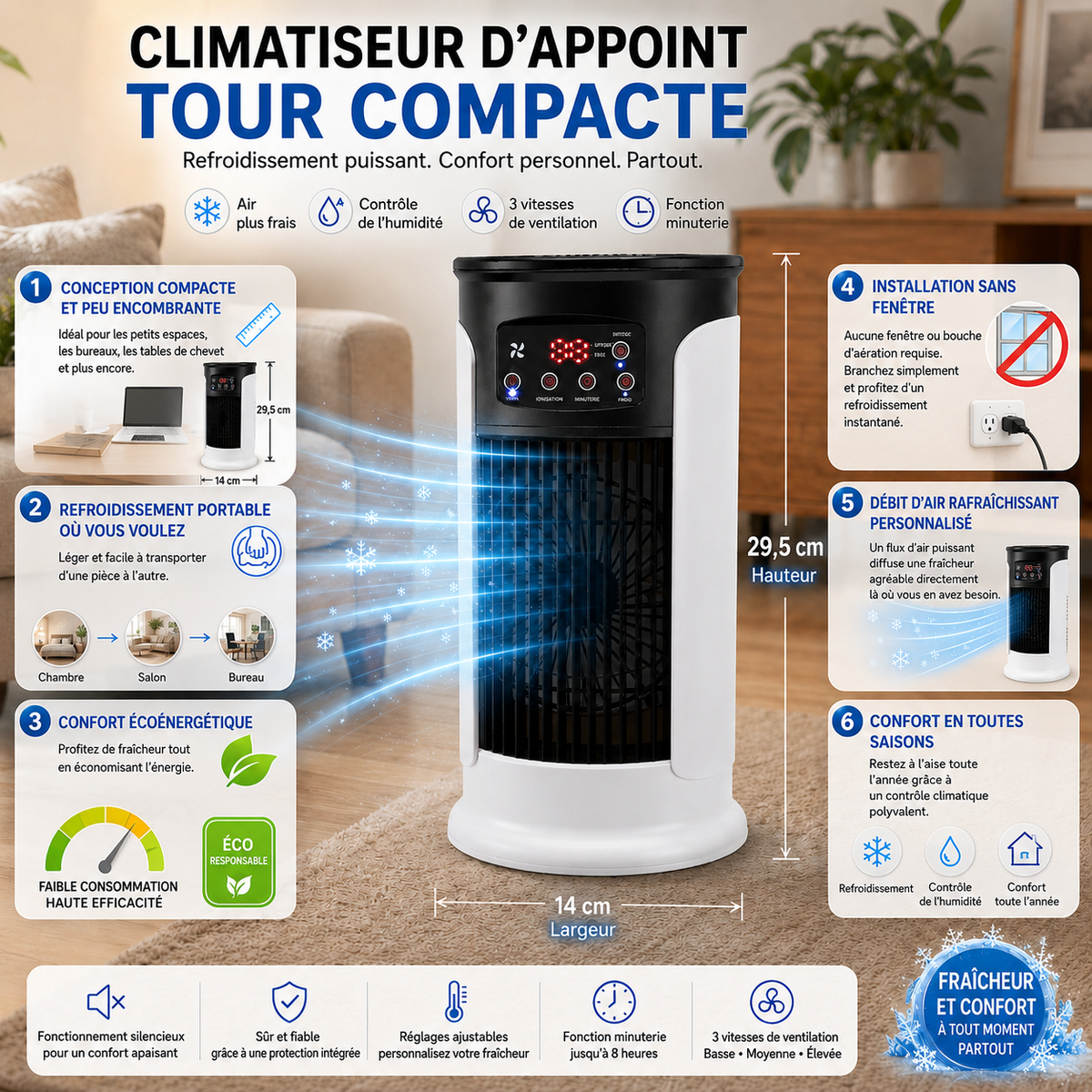 Portable Air Conditioner - Energy Efficient & Compact Room Cooler