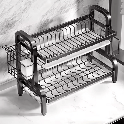 Stylish Two-Tier Dish Rack for Kitchen Organization
