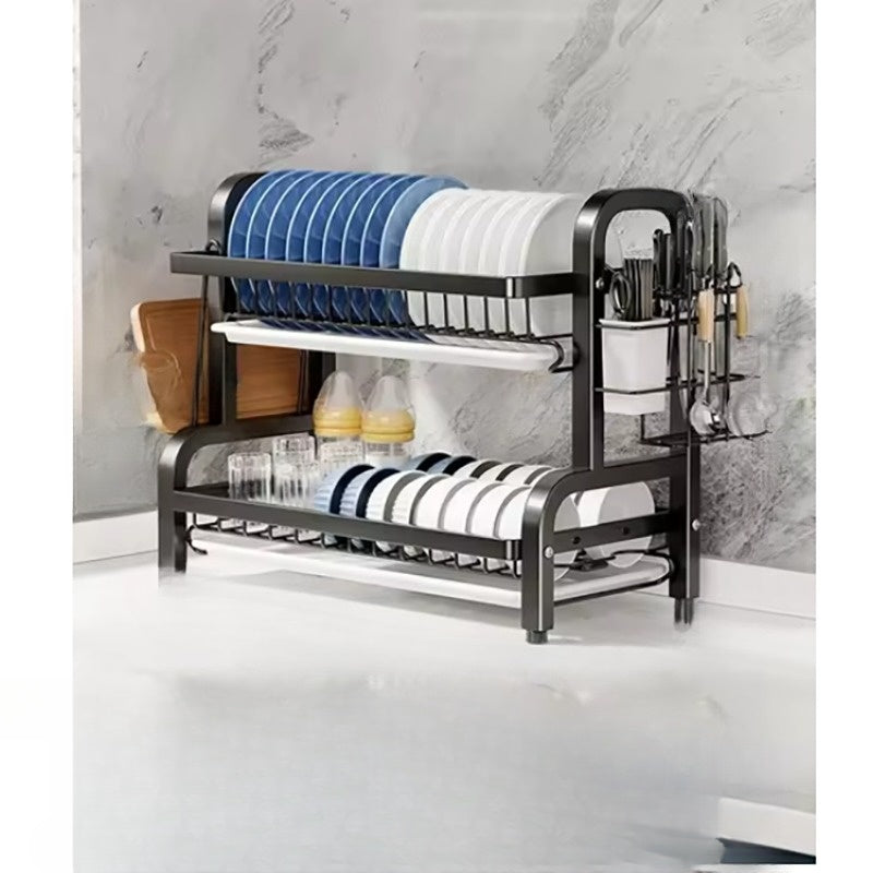 Stylish Two-Tier Dish Rack for Kitchen Organization