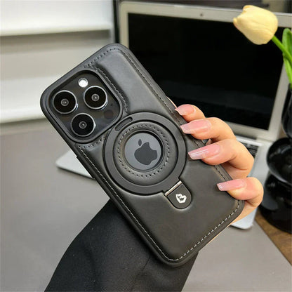Leather Phone Cover with Integrated MagSafe and Ring Stand