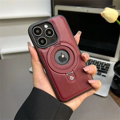 Leather Phone Cover with Integrated MagSafe and Ring Stand