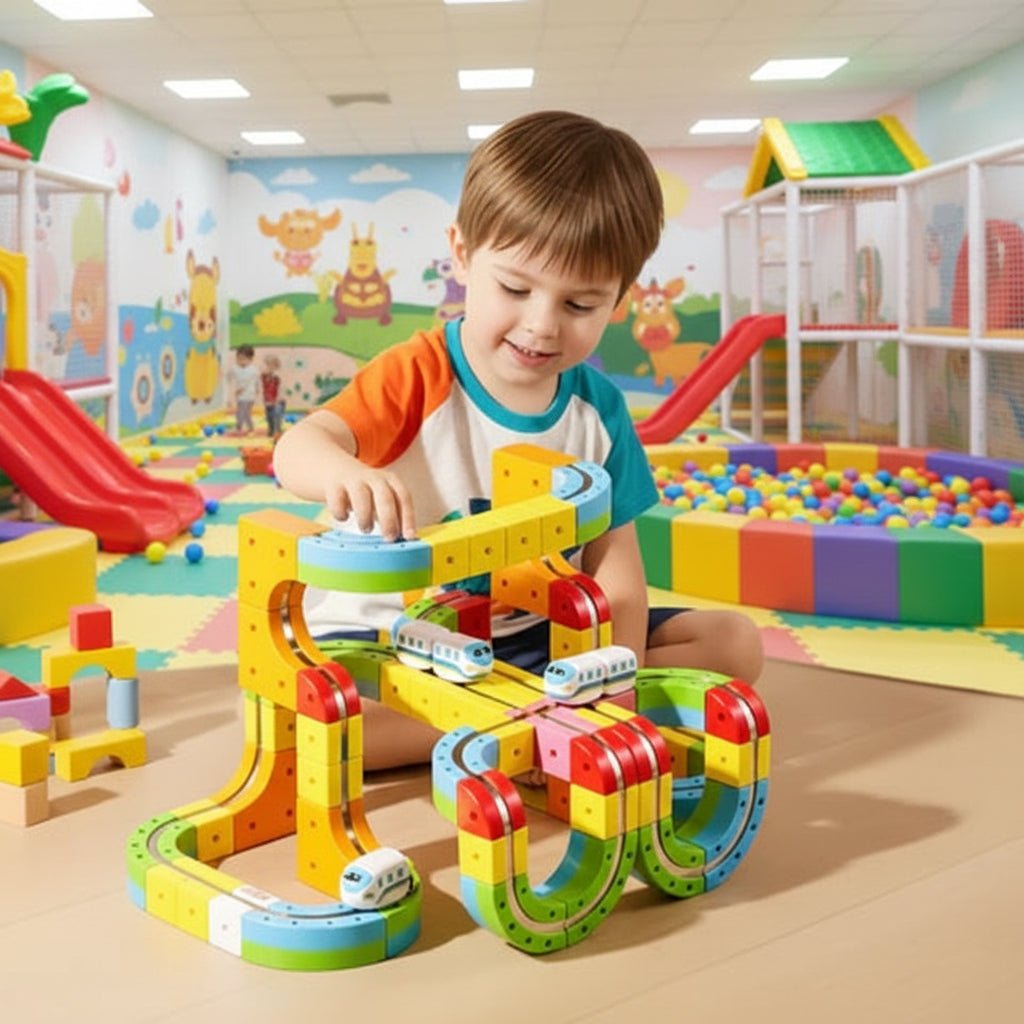 RAILBUILD – 3D Train Track Building Set with Rechargeable Locomotive