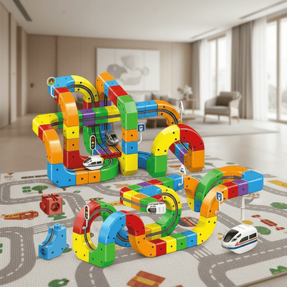 RAILBUILD – 3D Train Track Building Set with Rechargeable Locomotive