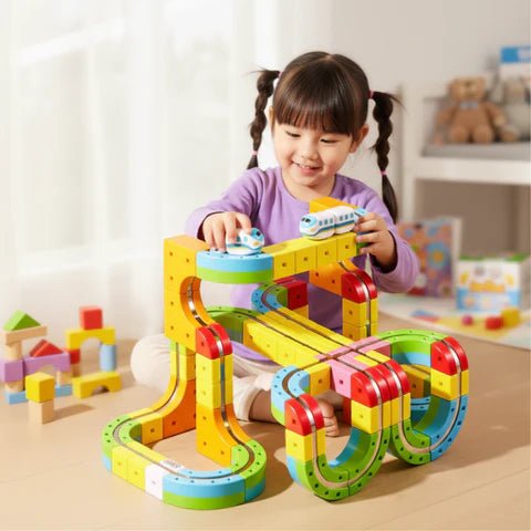 RAILBUILD – 3D Train Track Building Set with Rechargeable Locomotive