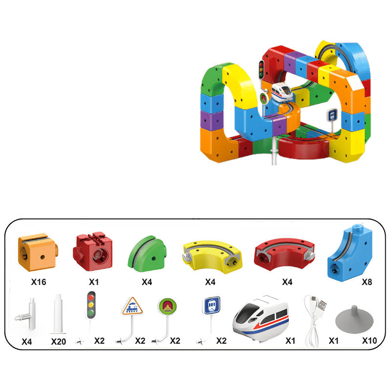RAILBUILD – 3D Train Track Building Set with Rechargeable Locomotive