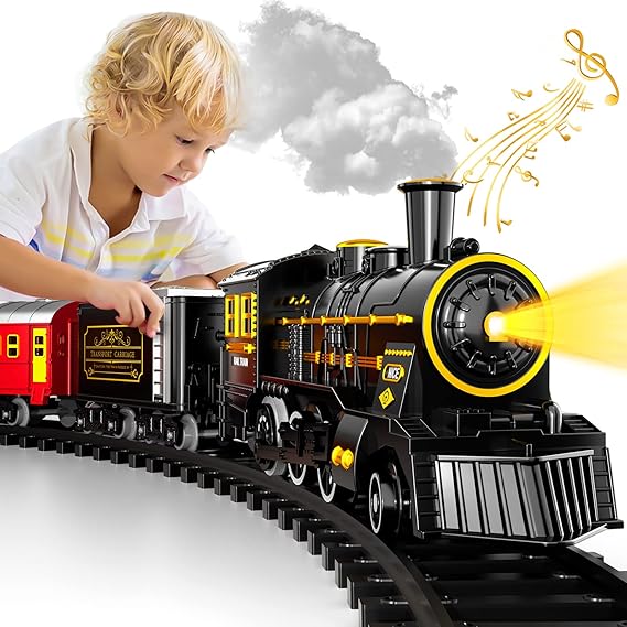 RailRush - Battery-Powered Electric Train Set with Realistic Sounds and Easy-to-Build Tracks