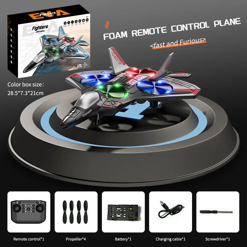 2.4G Remote Control Stunt Fighter Plane, Beginner Friendly RC Drone Aircraft With Headless Mode