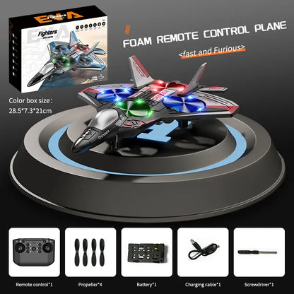 2.4G Remote Control Stunt Fighter Plane, Beginner Friendly RC Drone Aircraft With Headless Mode