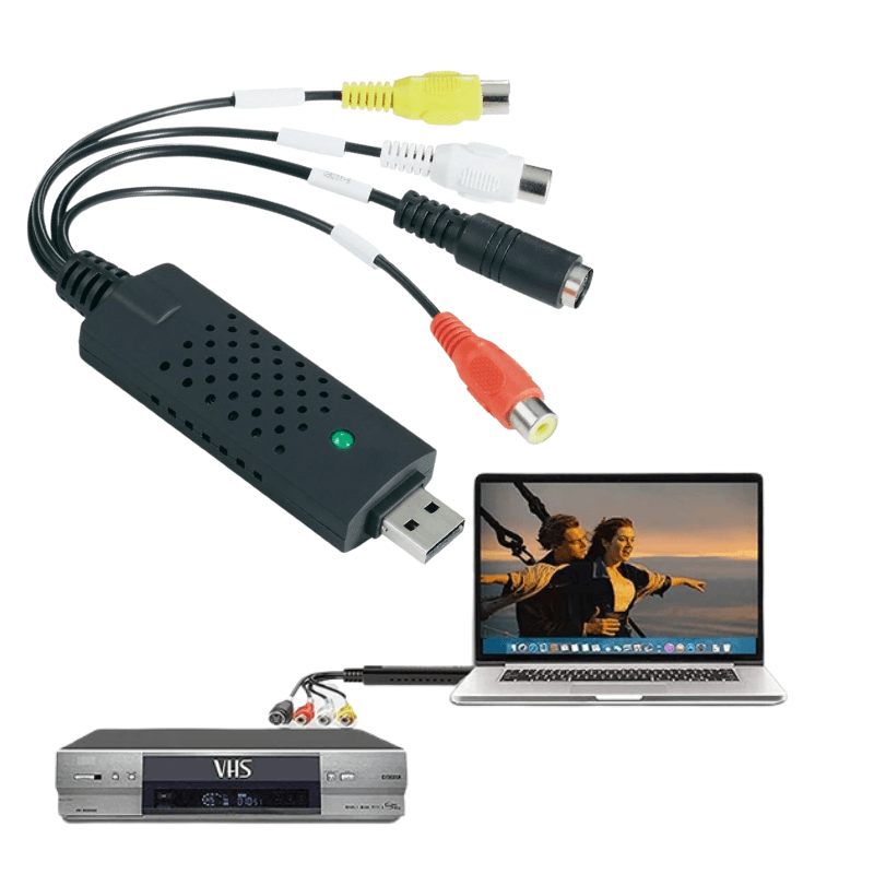VHS to Digital Converter with Playback & Capture