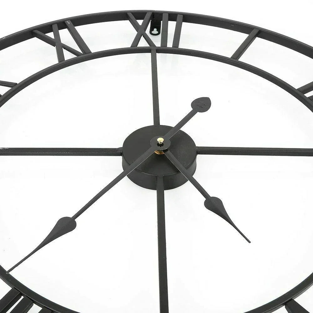 Metal Roman Numeral Wall Clock - Retro Style