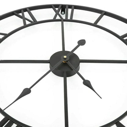 Metal Roman Numeral Wall Clock - Retro Style