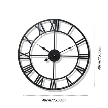 Metal Roman Numeral Wall Clock - Retro Style