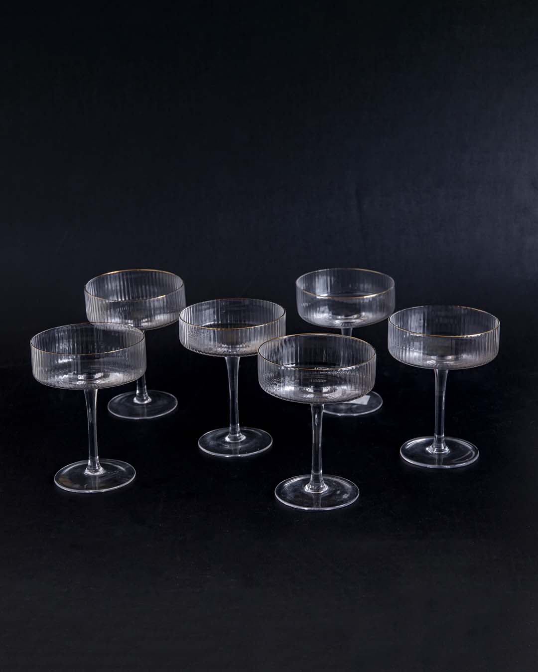 Fluted Coupe Glasses for Cocktails - Set of 6