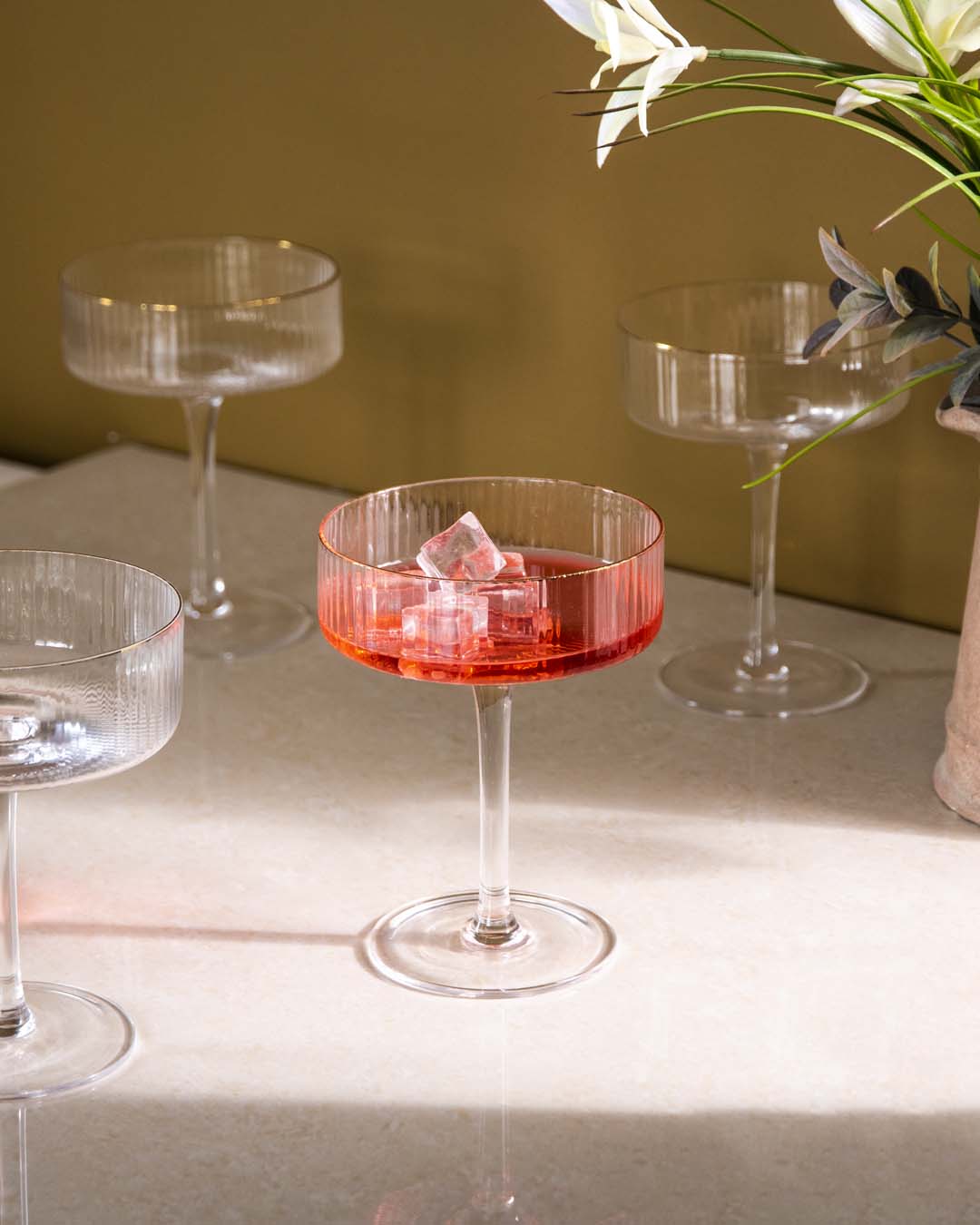 Fluted Coupe Glasses for Cocktails - Set of 6