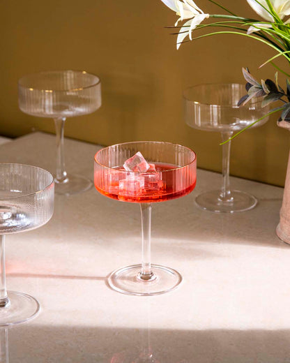 Fluted Coupe Glasses for Cocktails - Set of 6