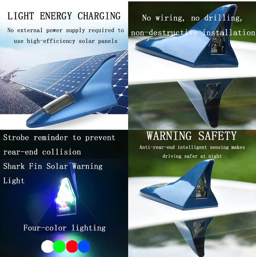 Solar Shark Fin LED Antenna – Flashing Safety Warning Light for Any Vehicle