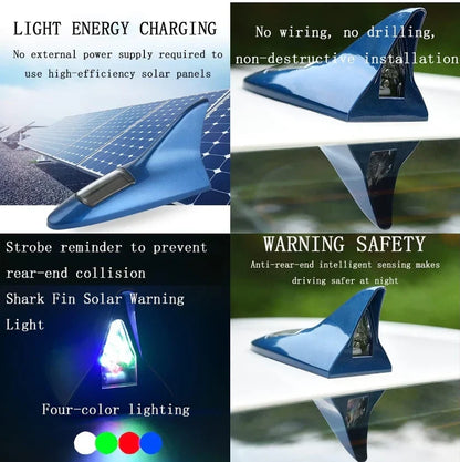 Solar Shark Fin LED Antenna – Flashing Safety Warning Light for Any Vehicle