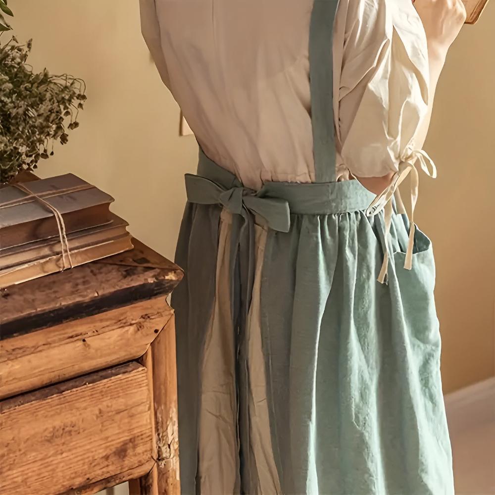 Frilly Linen Pinafore Apron