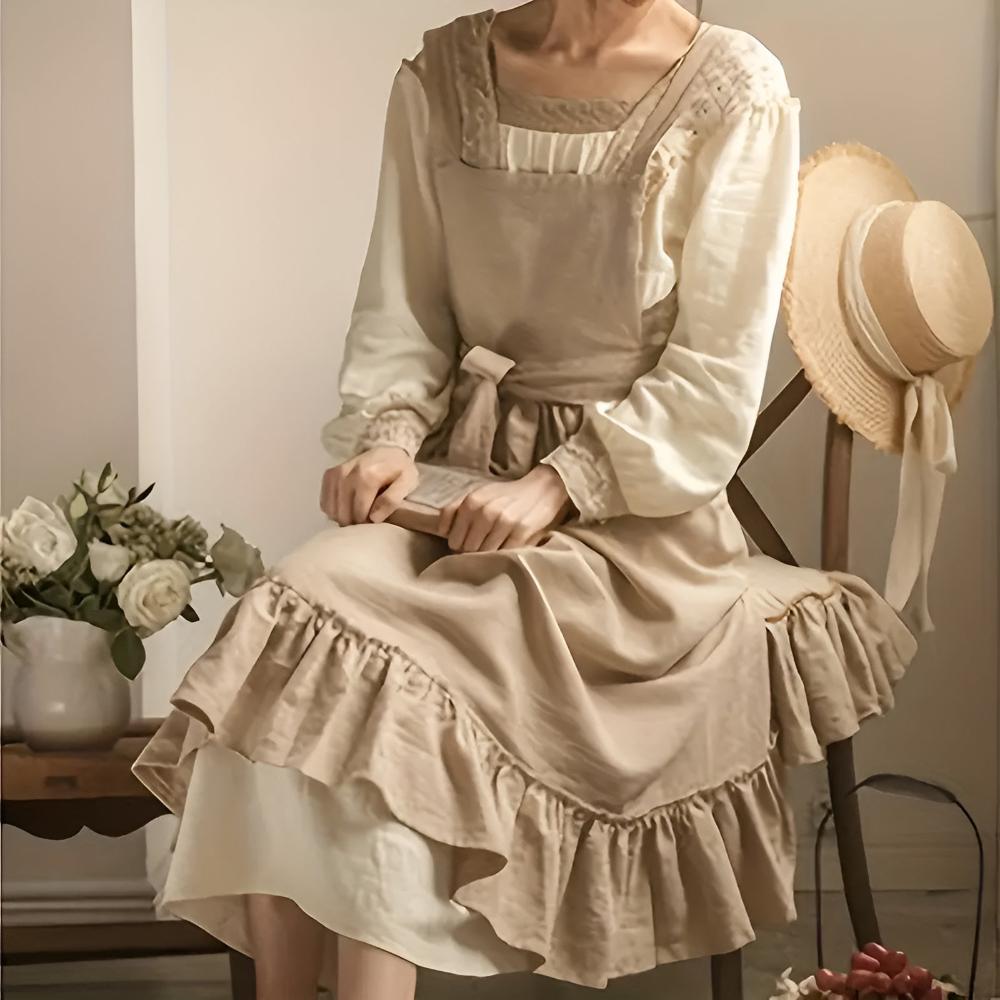 Frilly Linen Pinafore Apron