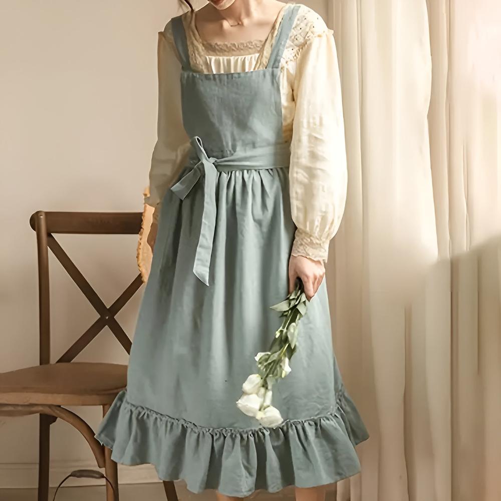 Frilly Linen Pinafore Apron
