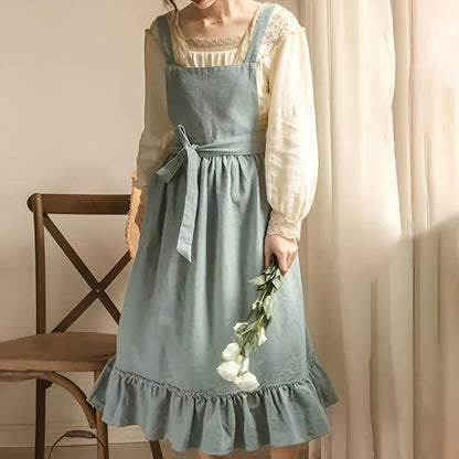 Frilly Linen Pinafore Apron