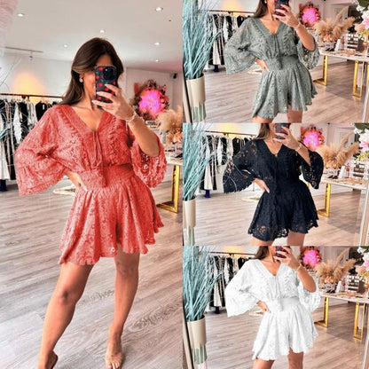 Lace V-Neck Romper