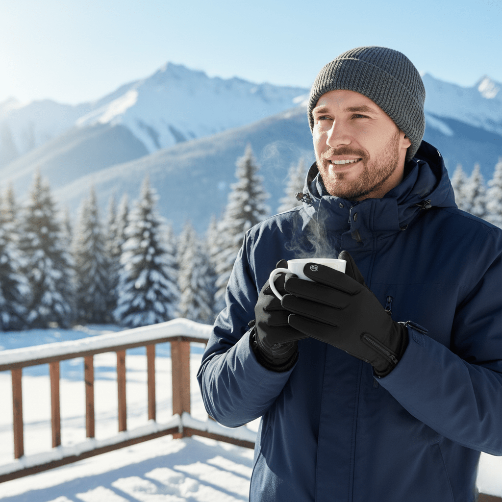 SNOWPROTECT – Insulated heating gloves for snow, rain & wind with touchscreen function