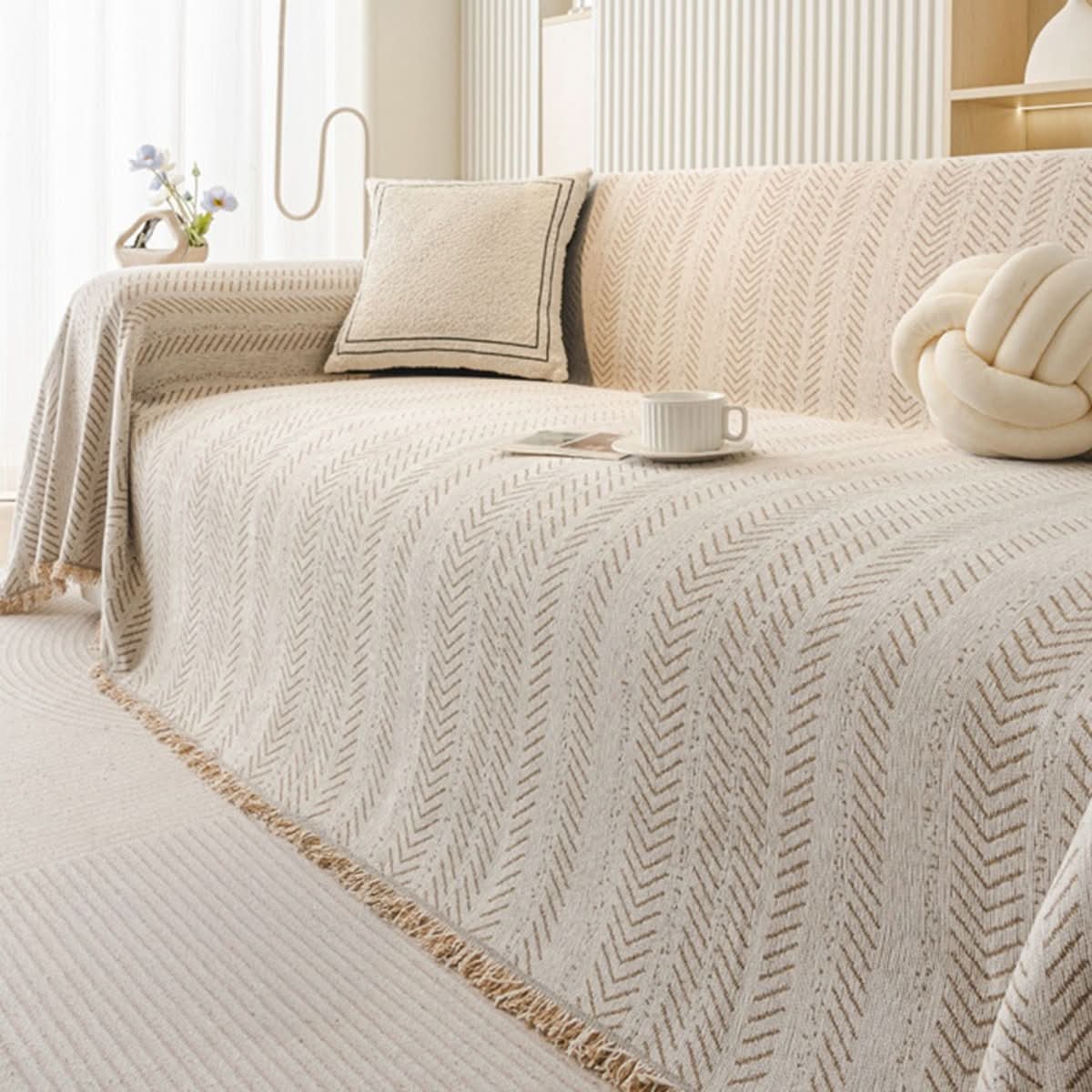 SNUGGLETEXTILE – Chenille Sofa Cover: Scratch-Resistant & Washable