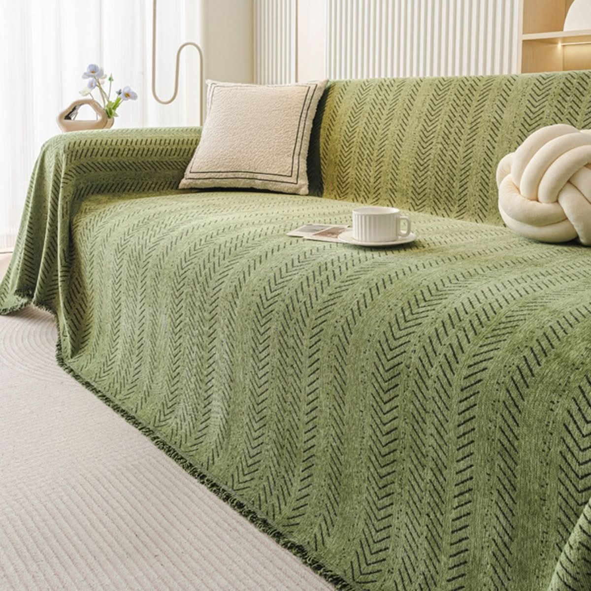 SNUGGLETEXTILE – Chenille Sofa Cover: Scratch-Resistant & Washable