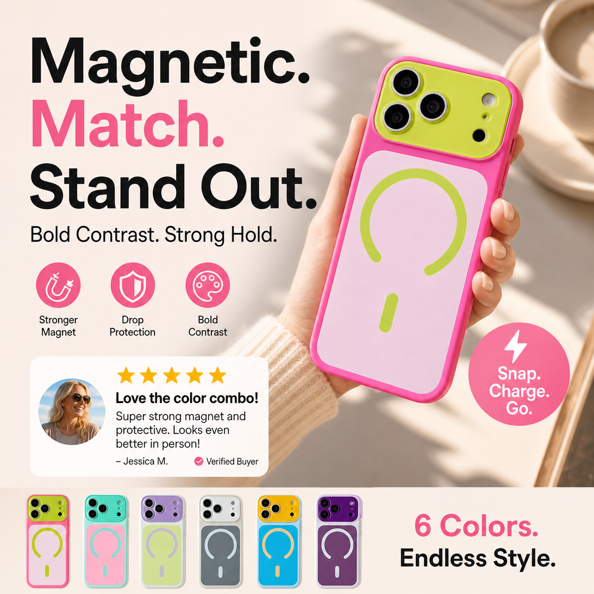 SUMMER HOT SALE50K+ SOLD!Trendy iPhone Case Hot Sale | Dopamine Color Block Phone Case – Ultra-Slim Matte Hard PC Cover