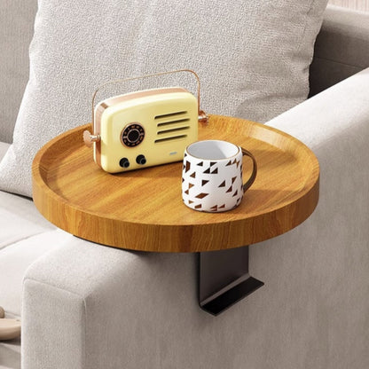 Wooden Sofa Armrest Tray with Walnut Finish