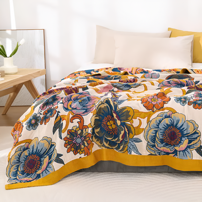 Cozy Reversible Botanical Throw Blanket