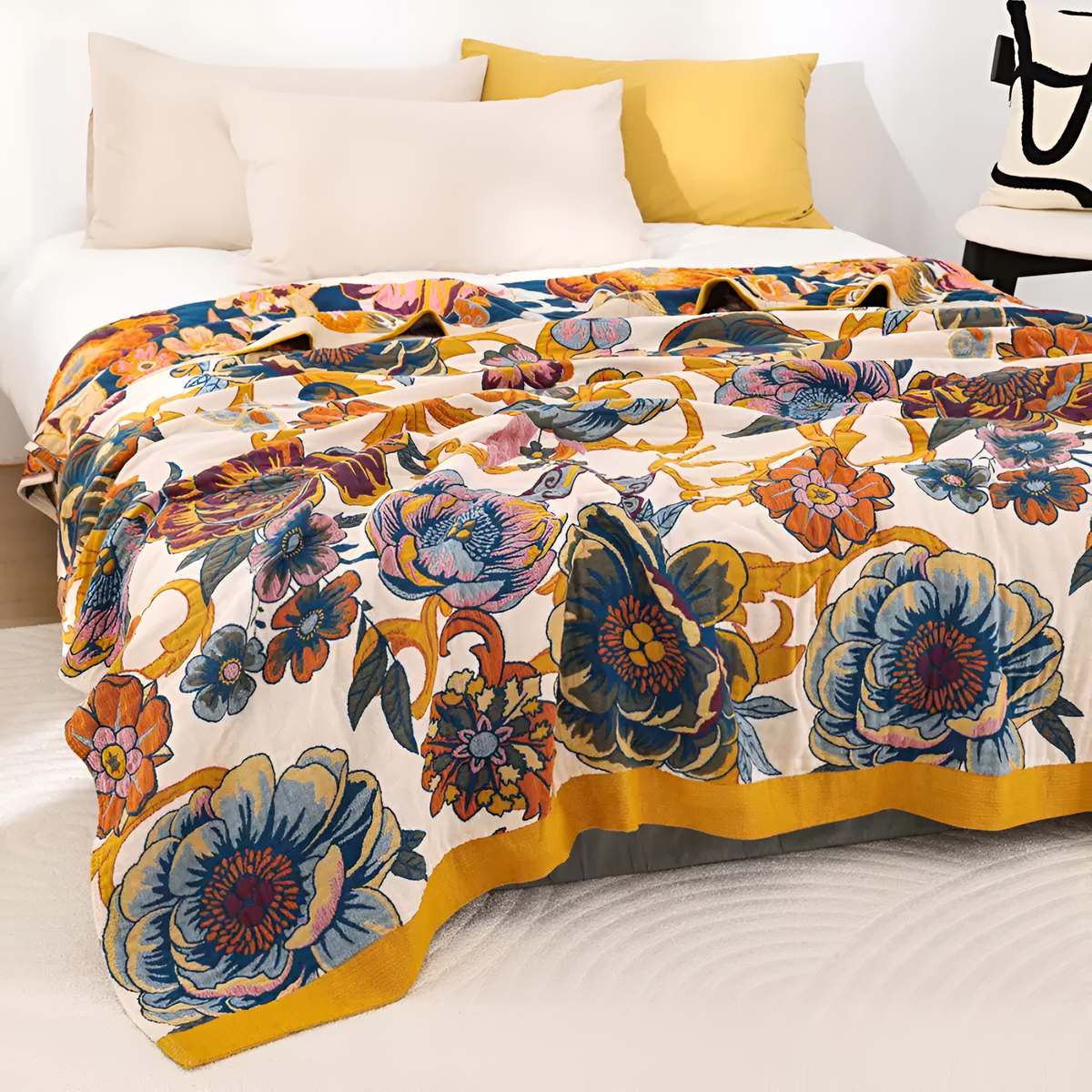 Cozy Reversible Botanical Throw Blanket