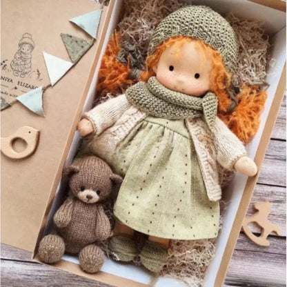 Soft Waldorf Doll Made of Fabric in a Charming Decorative Box