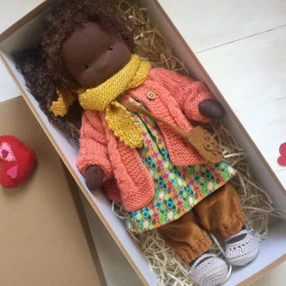 Soft Waldorf Doll Made of Fabric in a Charming Decorative Box