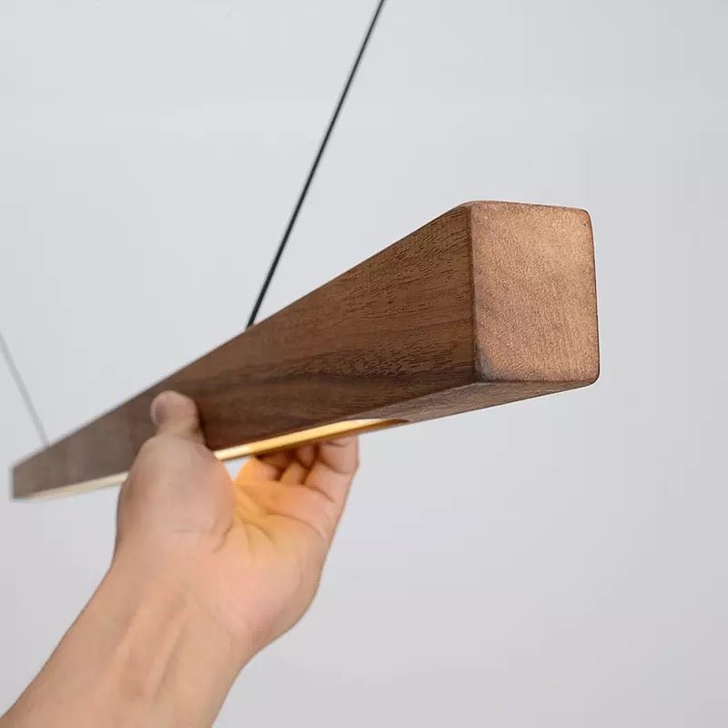 Adjustable Wood LED Bar Pendant for Dining Rooms