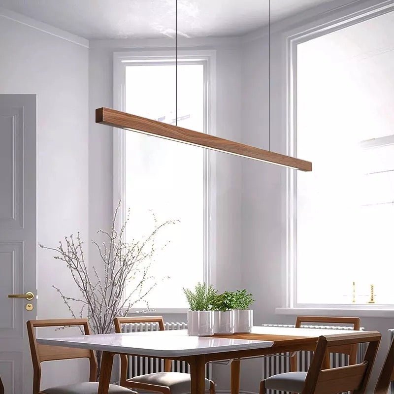 Adjustable Wood LED Bar Pendant for Dining Rooms