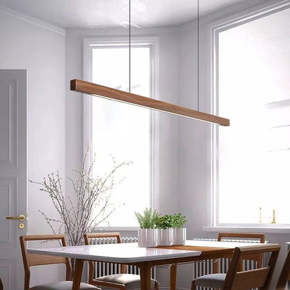 Adjustable Wood LED Bar Pendant for Dining Rooms